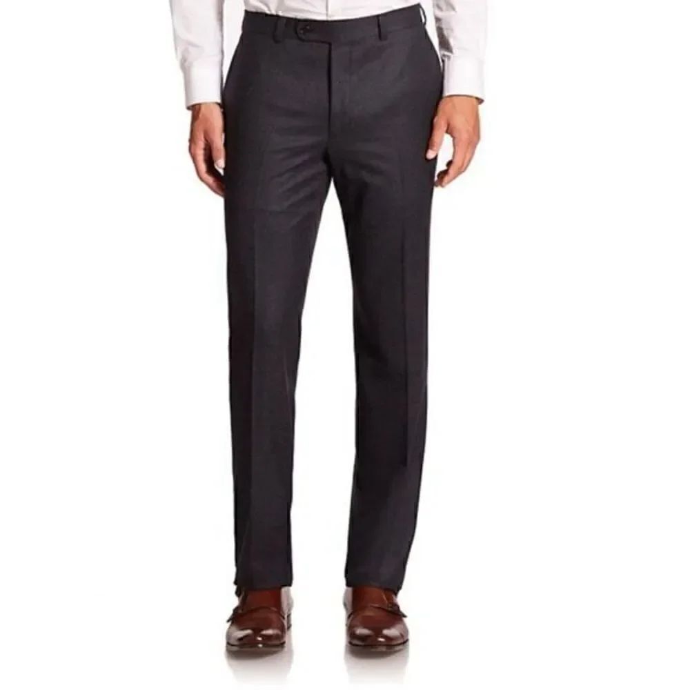 Saks Fifth Avenue COLLECTION Mens Textured Wool Flat-Front Pants